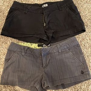 Volcom Chino Short Shorts, size 0, Black Pair and Gray Striped